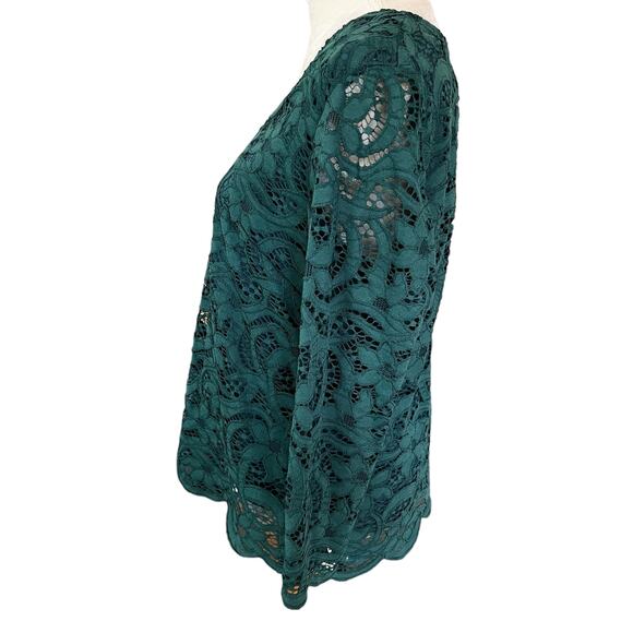 Nanette Lepore Lace Top Night Garden Green Large Scalloped Hem - Picture 6 of 11